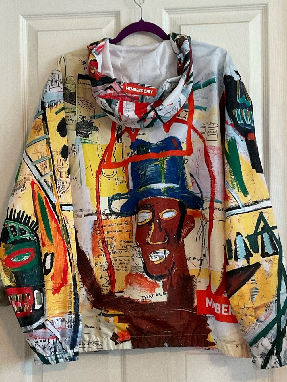 Members Only Jean-Michel Basquiat Windbreaker Art Graffiti Jacket, Large NWOT - Picture 7 of 10